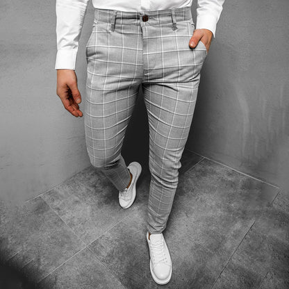 Herren Karo-Hose Slim Fit Gerader Schnitt