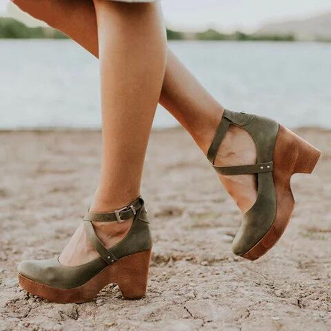 Damen Elegante High Heels Geschlossene Zehen Wedge Schuhe