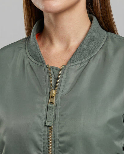 Damen Klassische Bomberjacke Leder