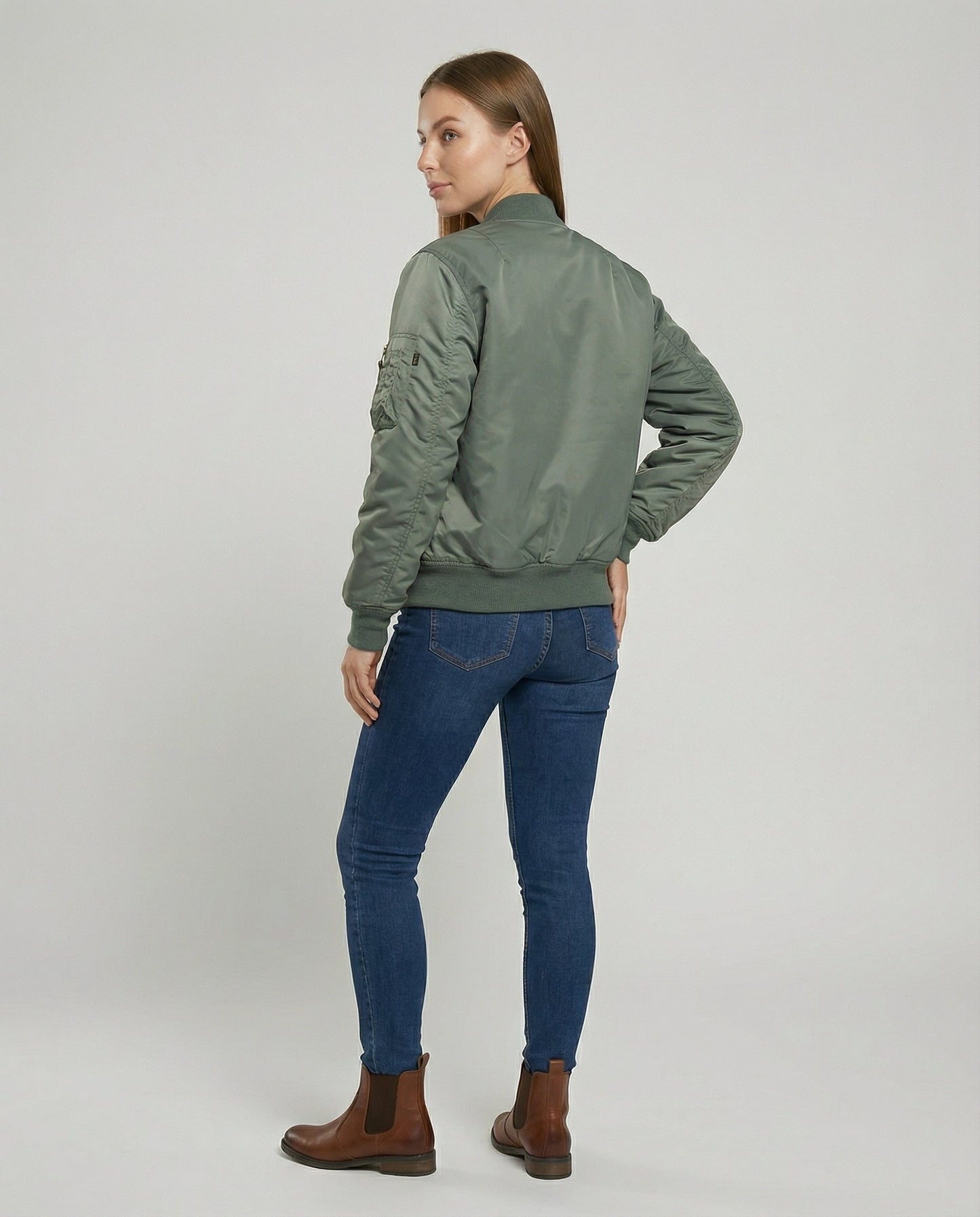 Damen Klassische Bomberjacke Leder