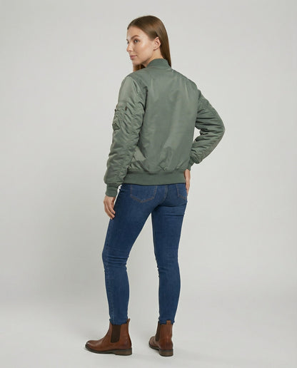Damen Klassische Bomberjacke Leder