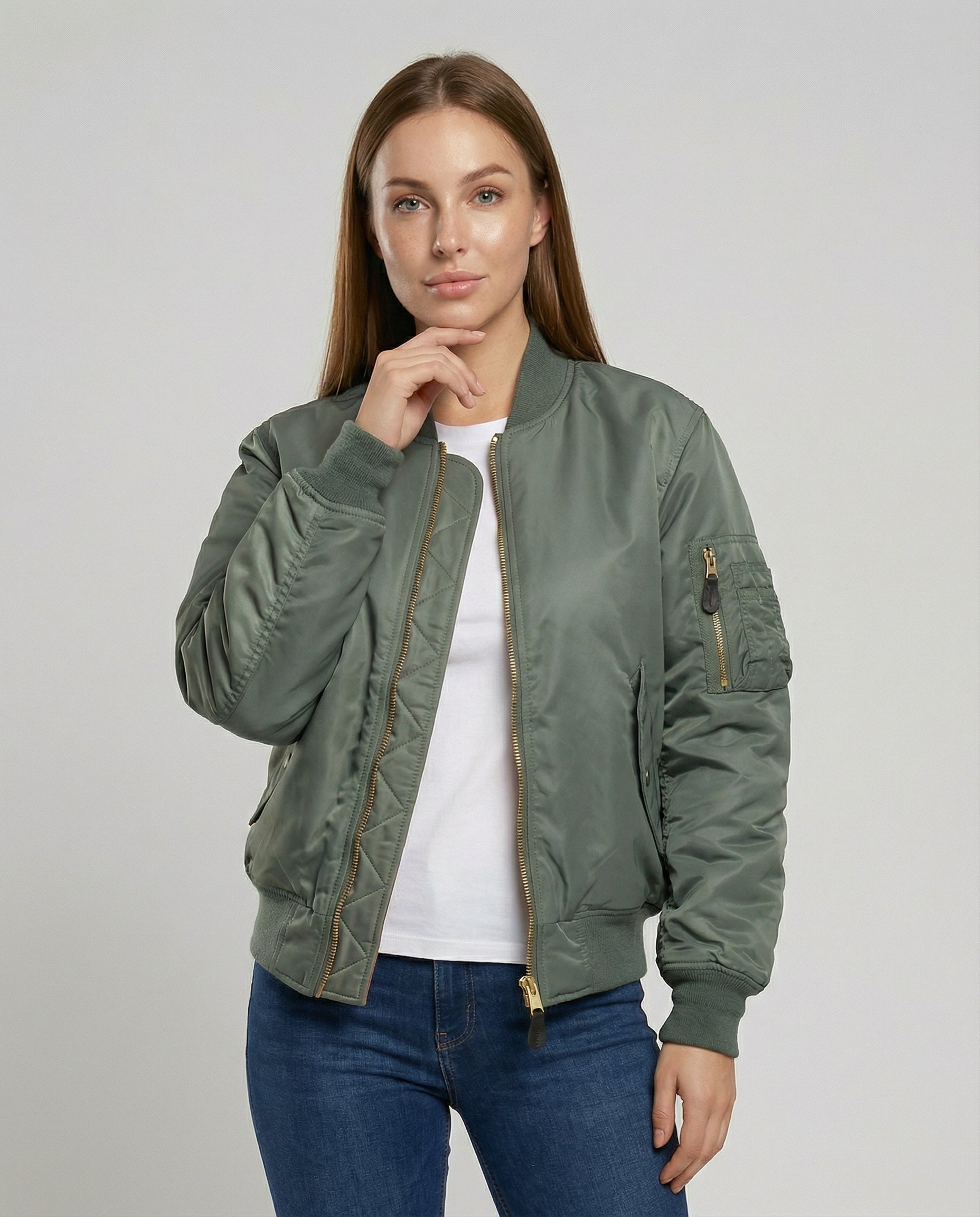 Damen Klassische Bomberjacke Leder Schwarz - Eveloria