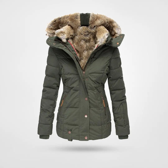 Damen Winterjacke Fellfutter Kapuze