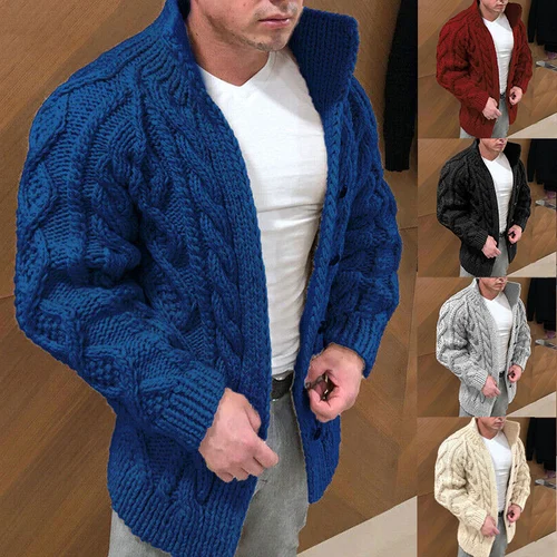 Herren Strickjacke Zopfmuster Warm - Eveloria