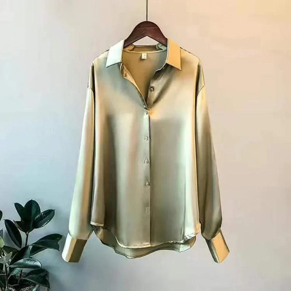 Damen Seidenbluse Knopfleiste