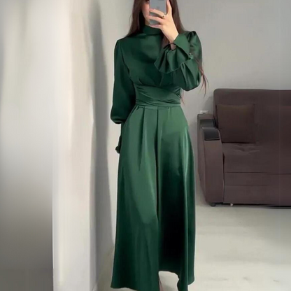 Eveloria Damen Seidenkleid Langärmlig Weich