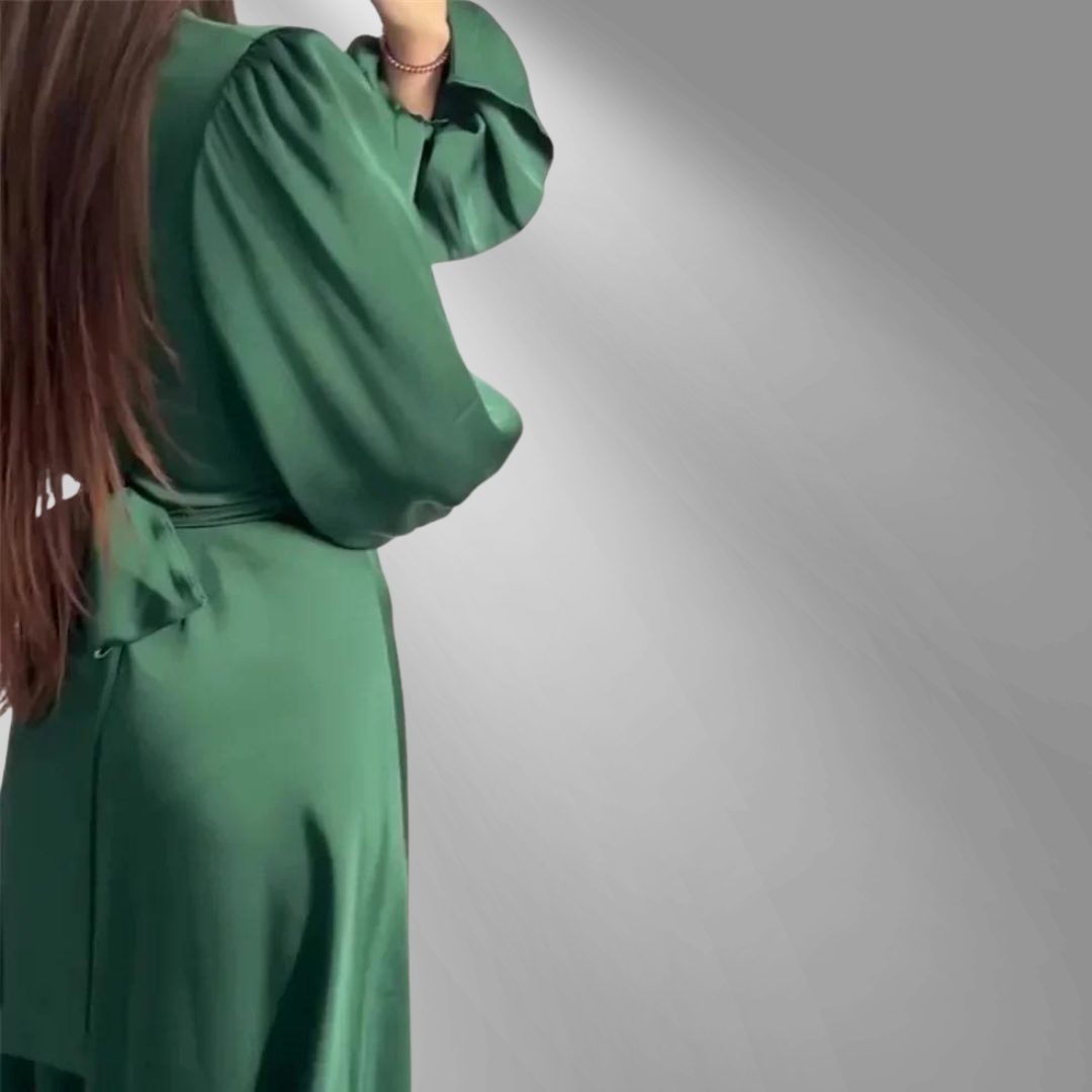 Eveloria Damen Seidenkleid Langärmlig Weich