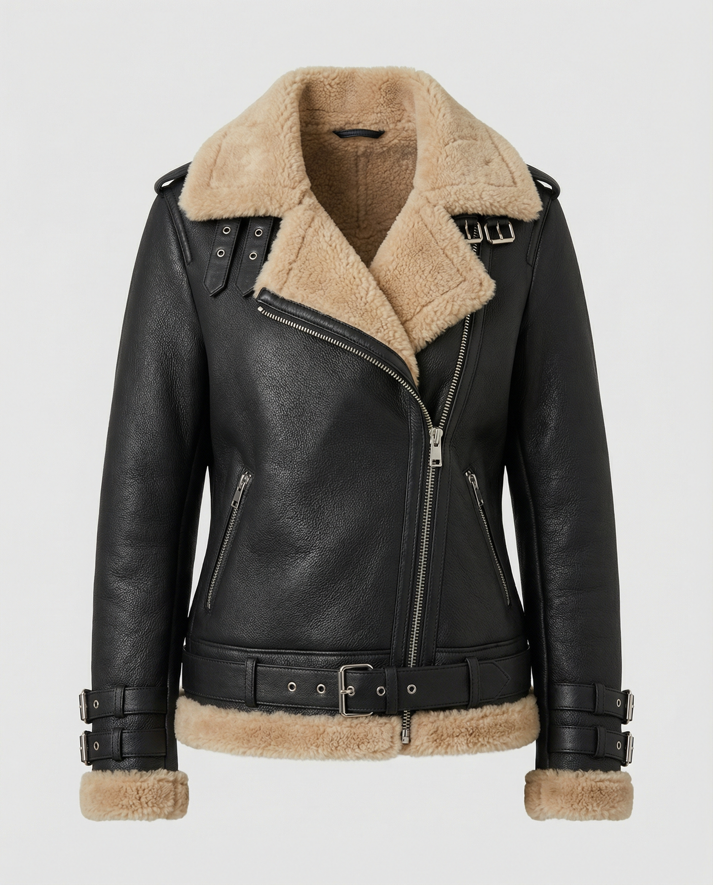 Gefütterte Damen Bikerjacke Leder