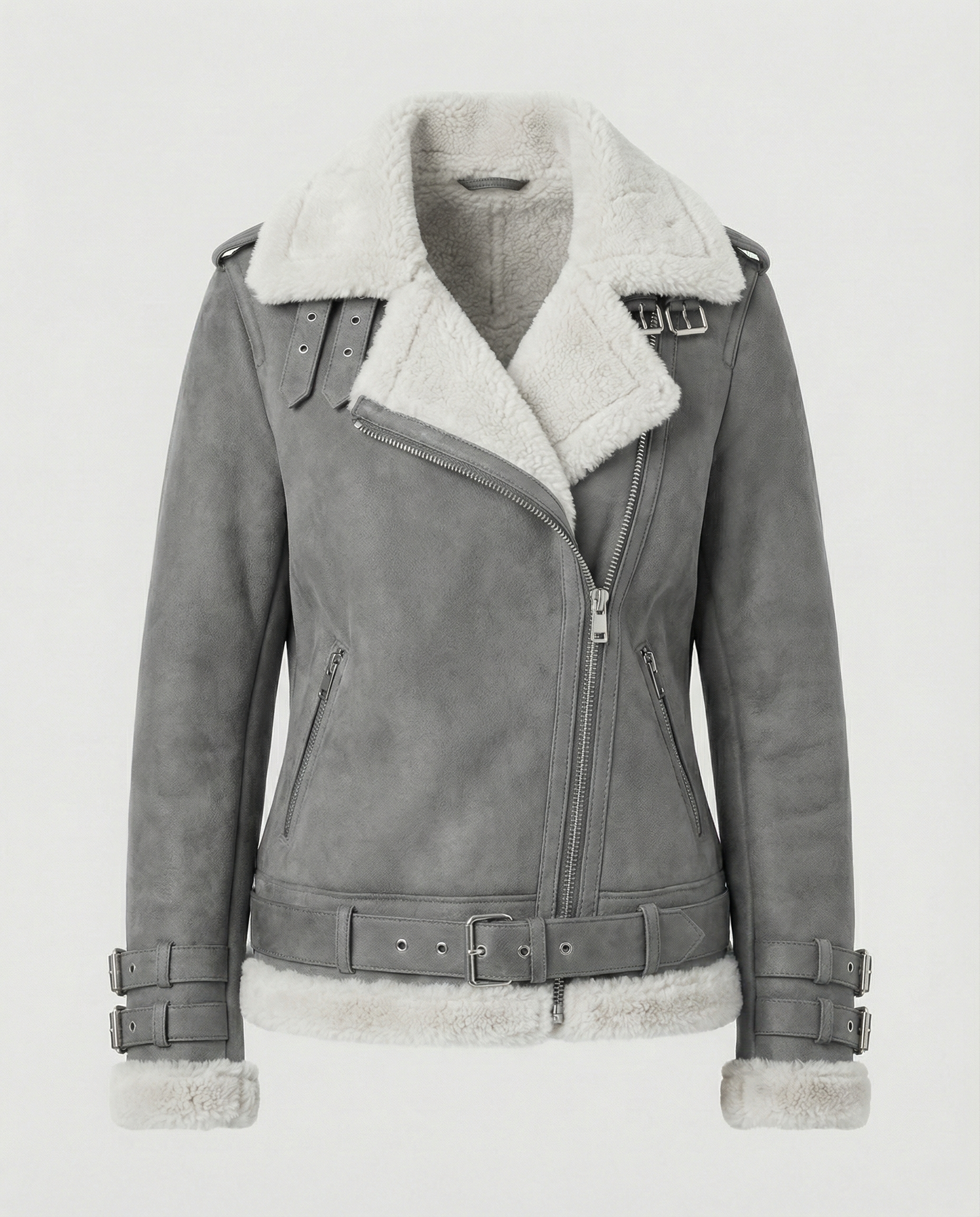 Gefütterte Damen Bikerjacke Leder