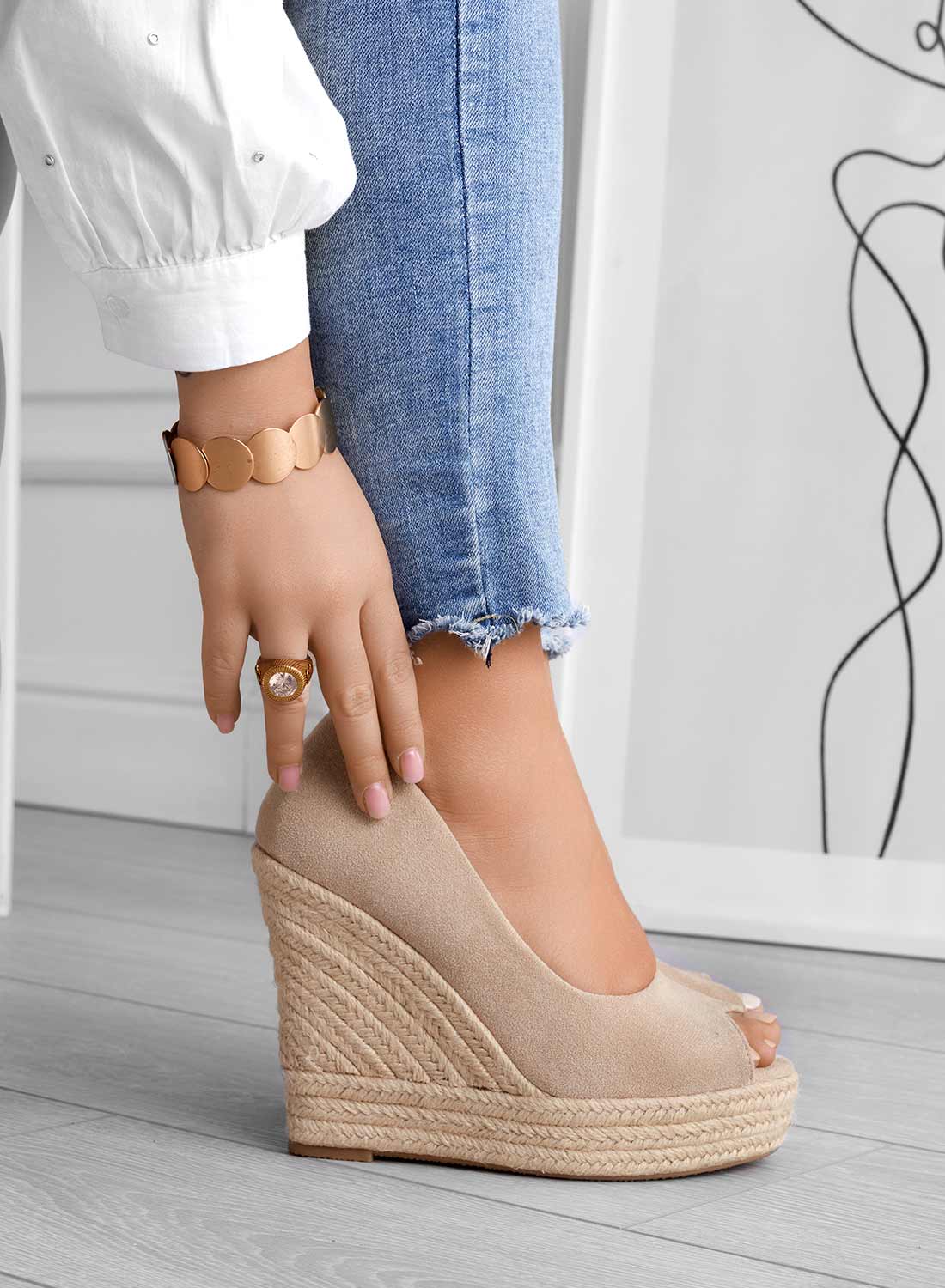 Damen Rutschfeste Keilabsatzschuhe Lässig Wildleder Braun