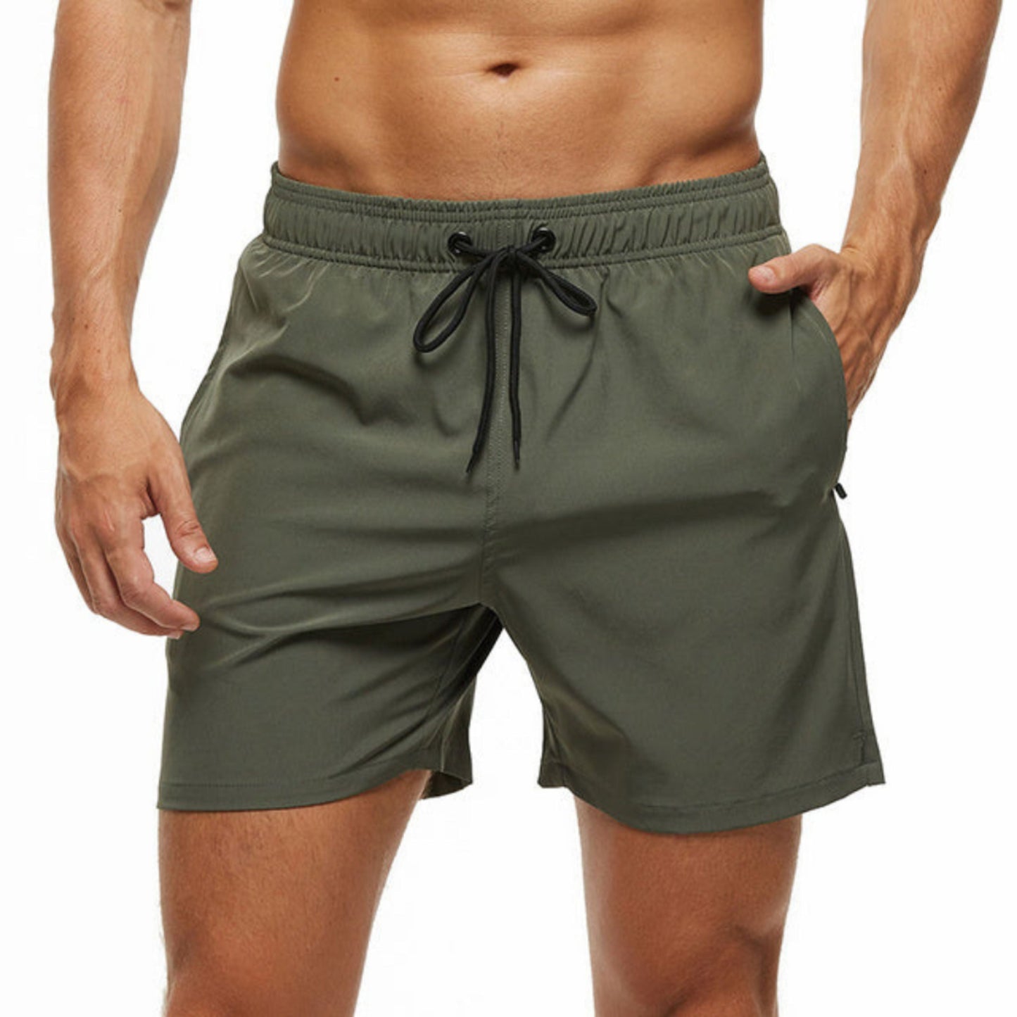 Herren Sportshorts Elastische Taille Kordelzug Schwarz - Eveloria