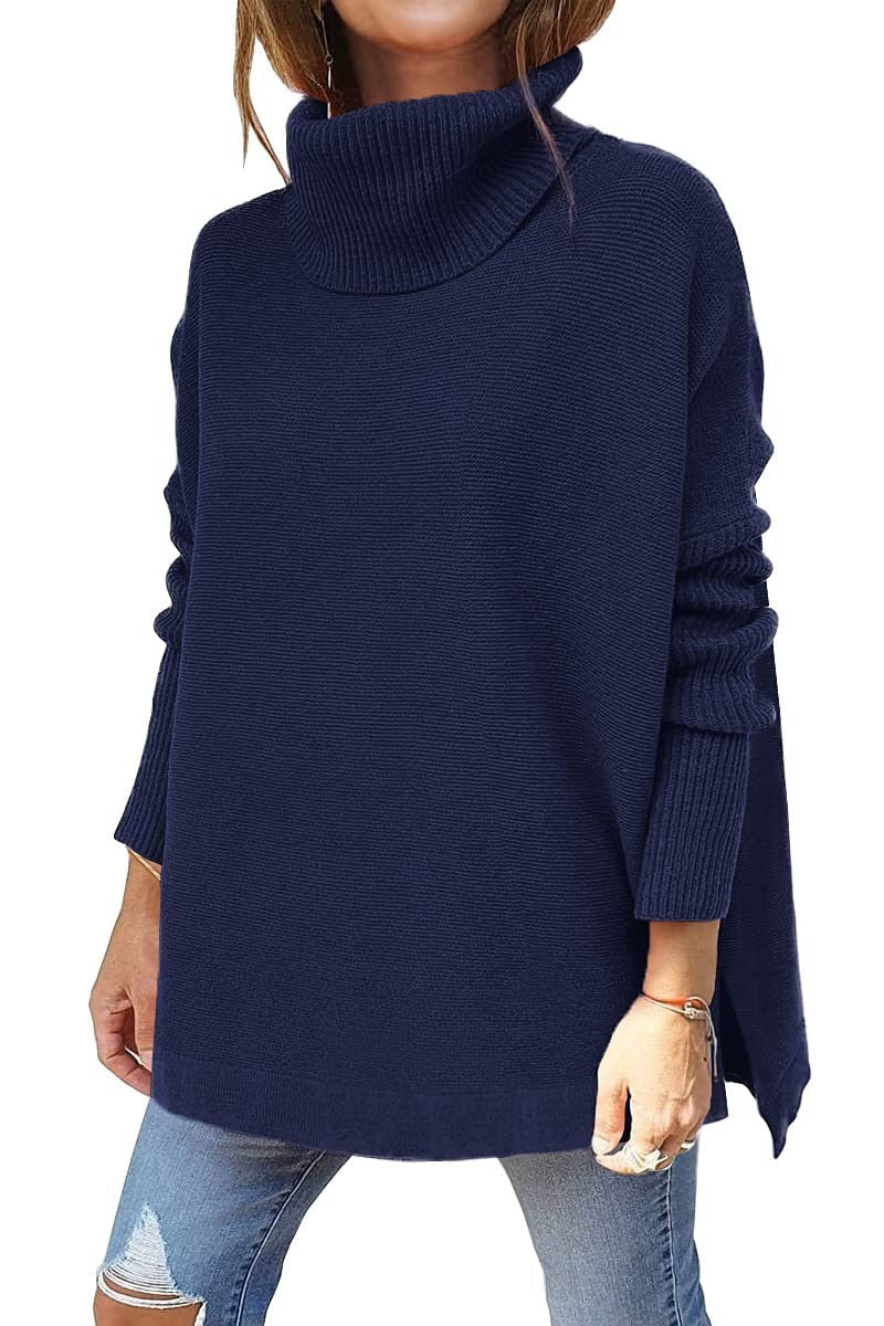 Eveloria Damen Rollkragenpullover Lockere Passform