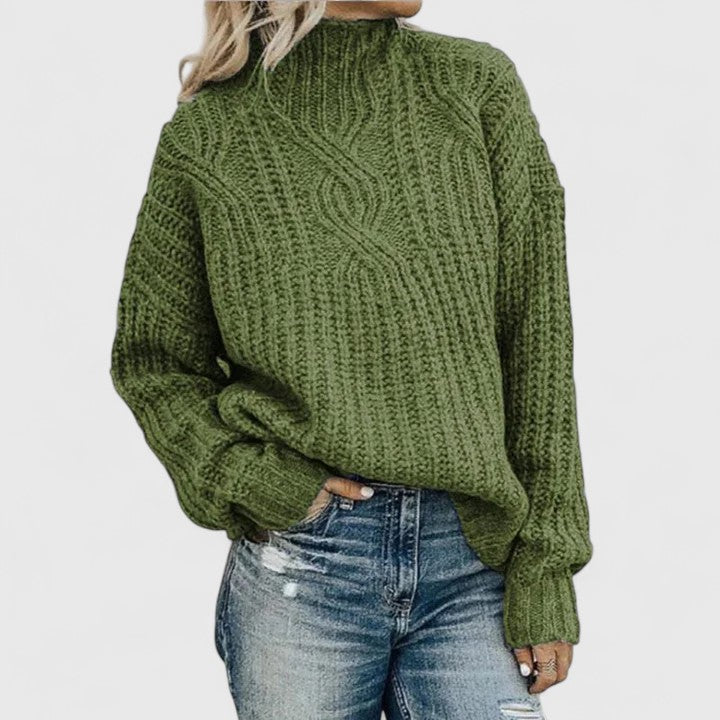 Damen Gerippter Winterpullover Langärmlig