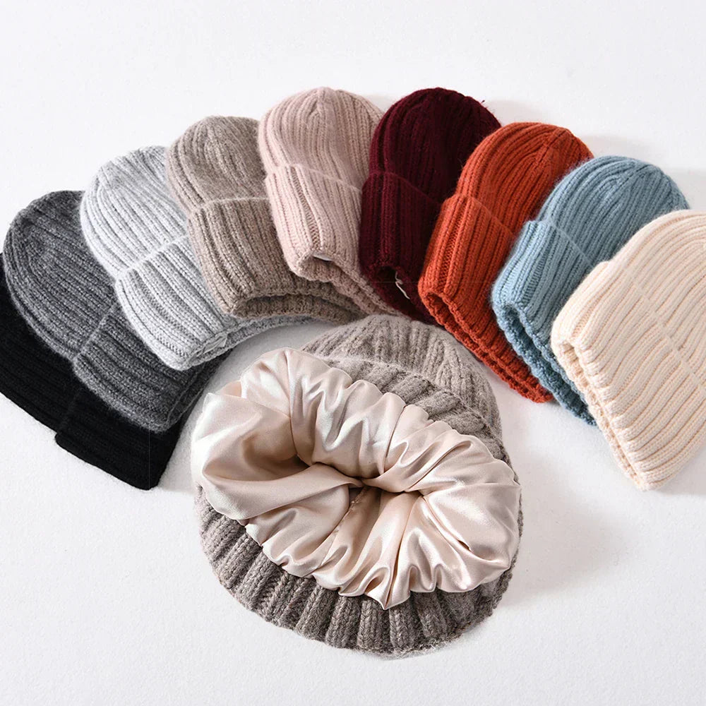 Unisex Strickmütze Gerippt Warm
