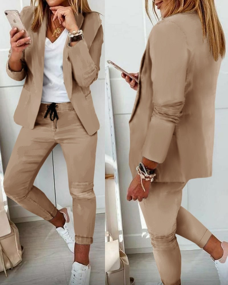 Eveloria Damen Blazer-Set Blazer und Hose