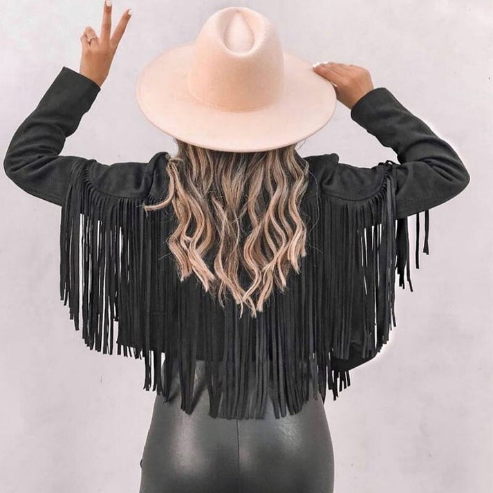 Eveloria Damen Fransenmantel Western Stil