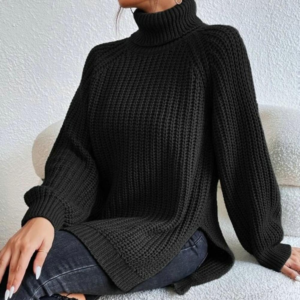 Eveloria Damen Rollkragenpullover Komfort Schwarz - Eveloria