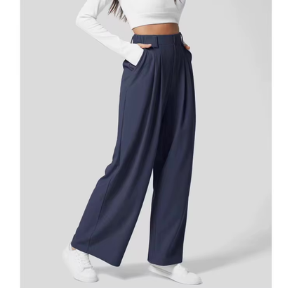 Damen Sommerhose Weitbein Hochtailliert