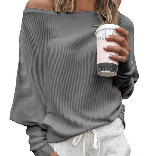 Eveloria Damen Off-Shoulder Pullover Gerippter Strick Oversized - Eveloria