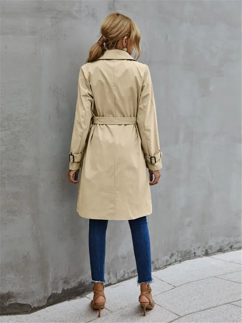 Eveloria Damen Trenchcoat Stilvoll Schwarz - Eveloria