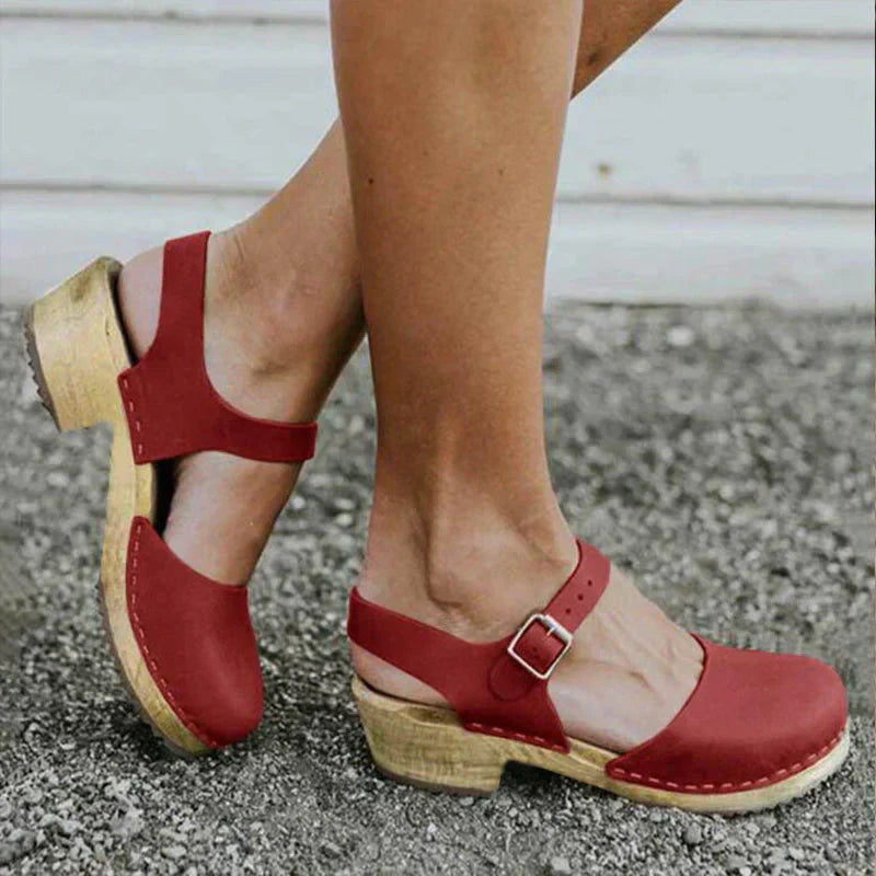 Eveloria Damen Orthopädische Keilsandaletten Braun