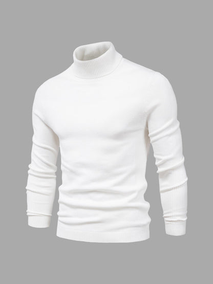 Herren Rollkragenpullover Baumwolle Elegantes Strickdesign Schwarz - Eveloria