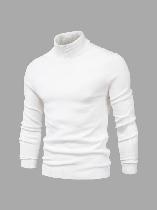 Herren Rollkragenpullover Baumwolle Elegantes Strickdesign Schwarz - Eveloria