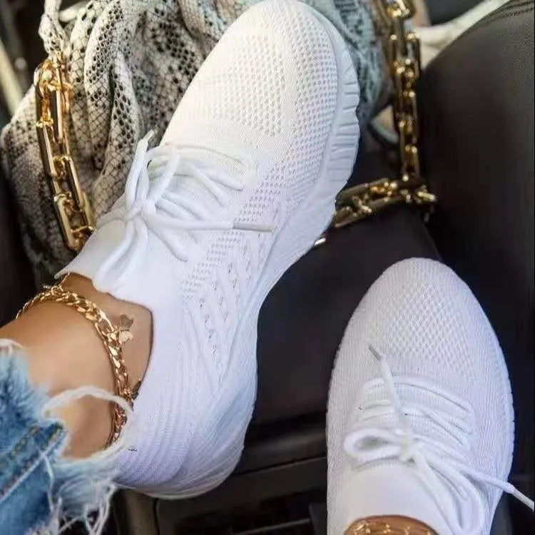 Damen Plateau Sneaker Schnürung Sportlich