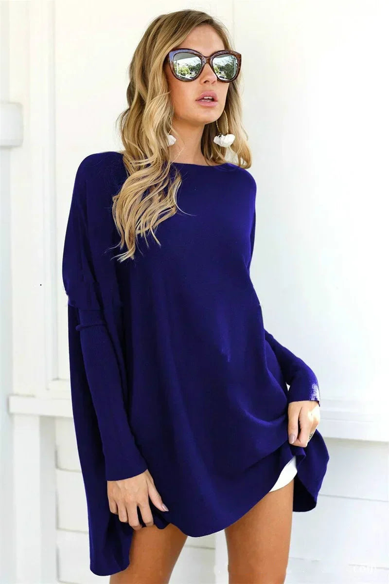Eveloria Damen Pullover Oversized Weiches Strick Langarm
