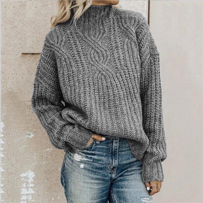 Damen Zopf-Pullover Lockere Passform - Eveloria