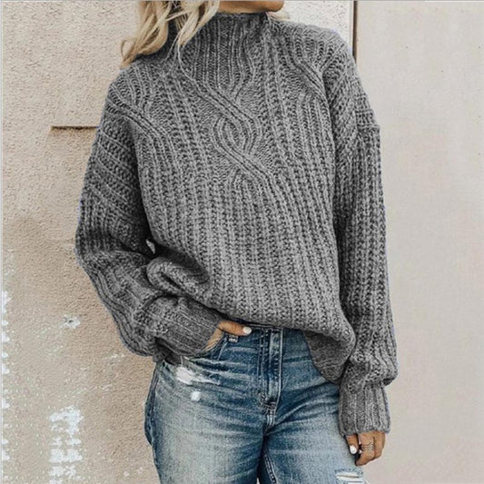 Damen Zopf-Pullover Lockere Passform - Eveloria