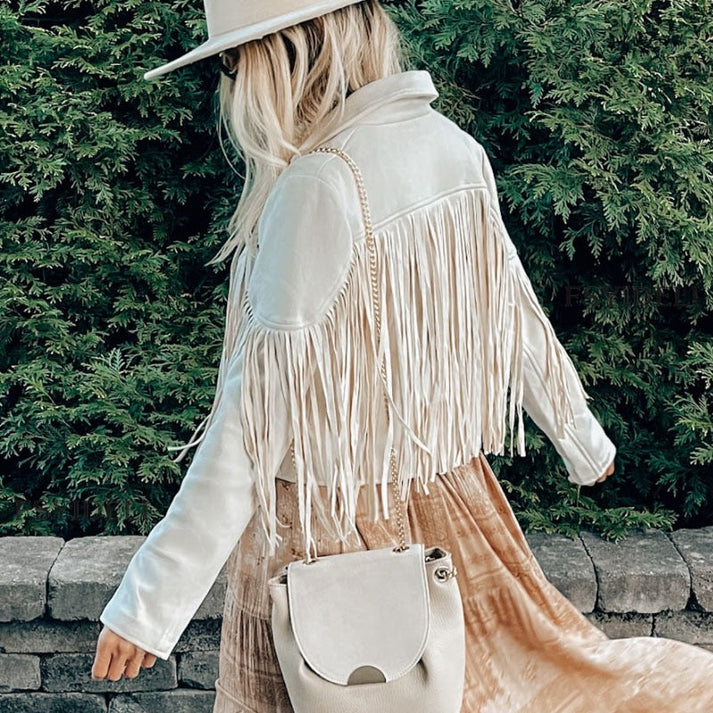 Eveloria Damen Fransenmantel Western Stil