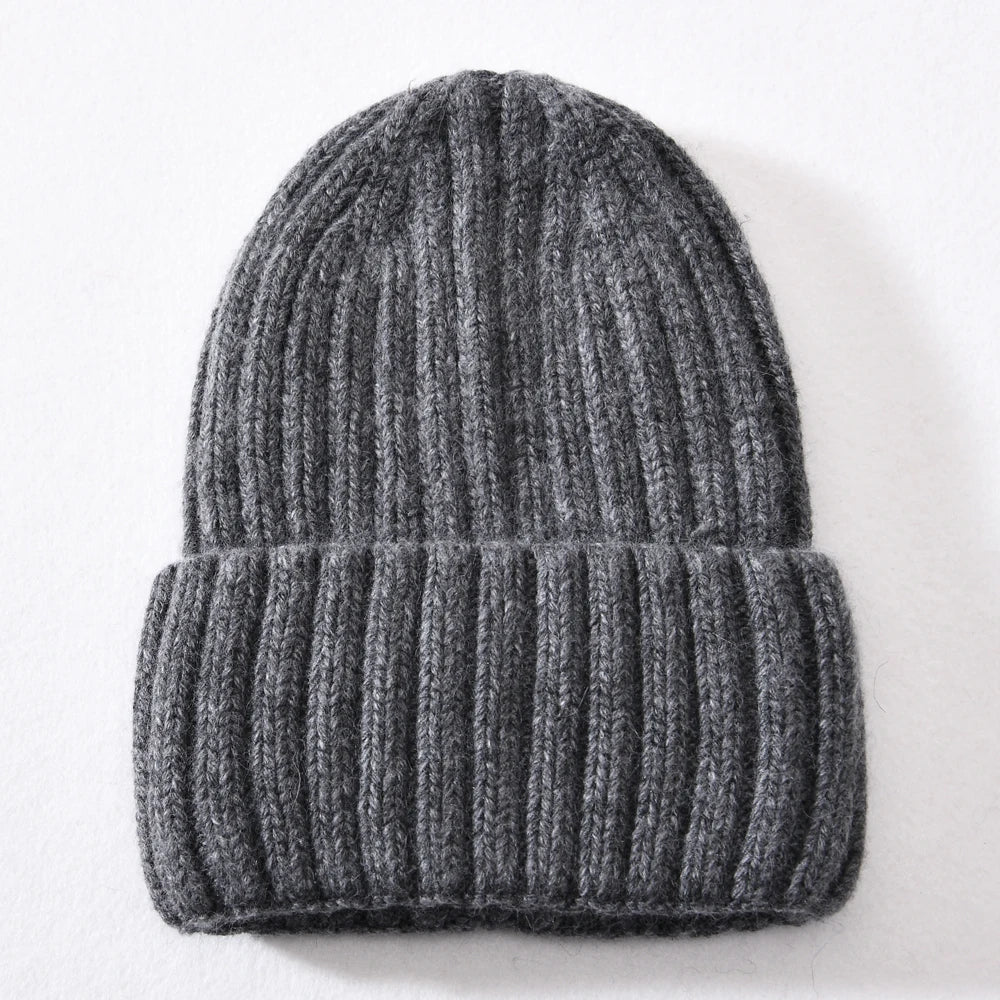 Unisex Strickmütze Gerippt Warm