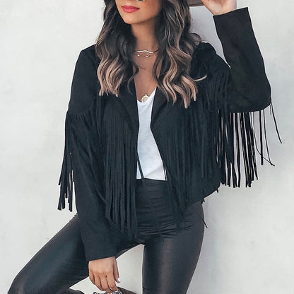 Eveloria Damen Fransenmantel Western Stil