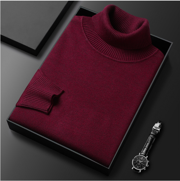 Herren Rollkragenpullover Lässig Baumwolle Beige