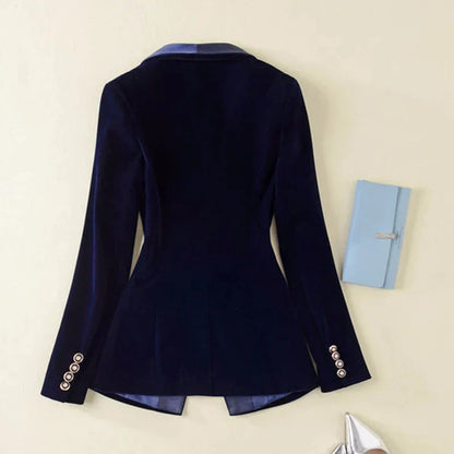 Eveloria Damen Samt Blazer mit Satin Revers