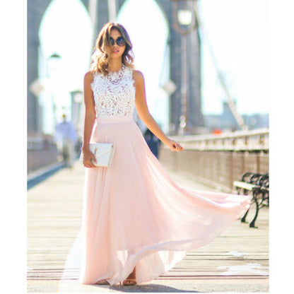 Eveloria Damen Maxi-Kleid Spitze Brautstil