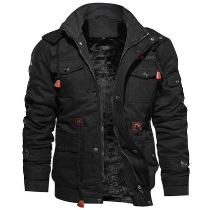 Herren Winterjacke Warm Gefüttert mit Kapuze, Mehreren Taschen, - Eveloria