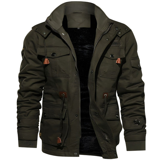 Herren Winterpufferjacke Kapuze Warm Gefüttert Schwarz - Eveloria