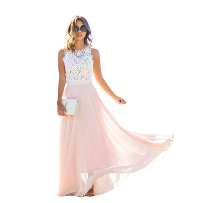 Eveloria Damen Maxi-Kleid Spitze Brautstil