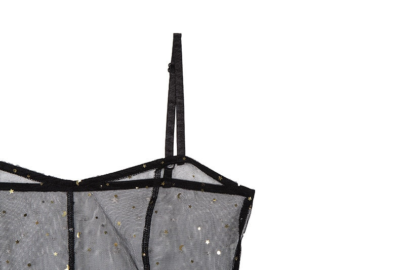 Eveloria Damen Maxi Kleid Netz Ärmellos