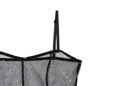 Eveloria Damen Maxi Kleid Netz Ärmellos