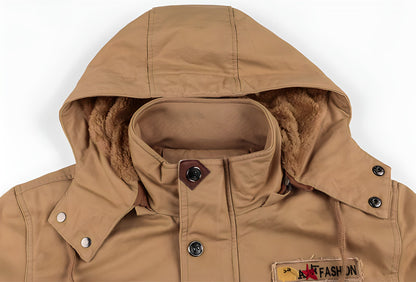Herren Militärjacke Kapuze Mehrfach-Taschen Funktionales Design