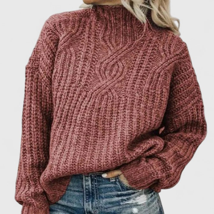 Damen Gerippter Winterpullover Langärmlig