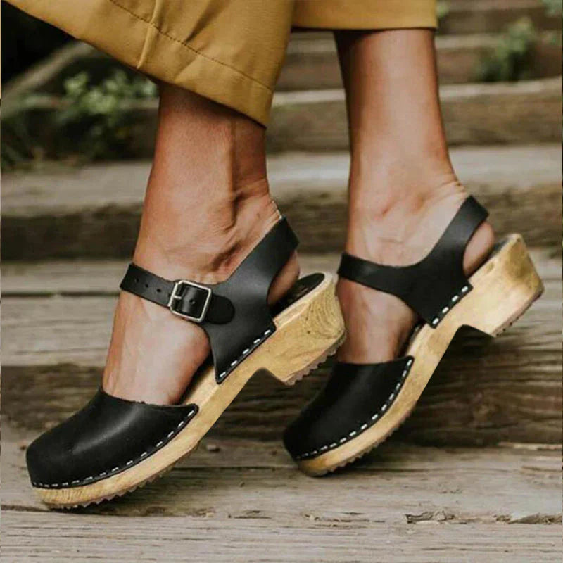 Eveloria Damen Orthopädische Keilsandaletten Braun