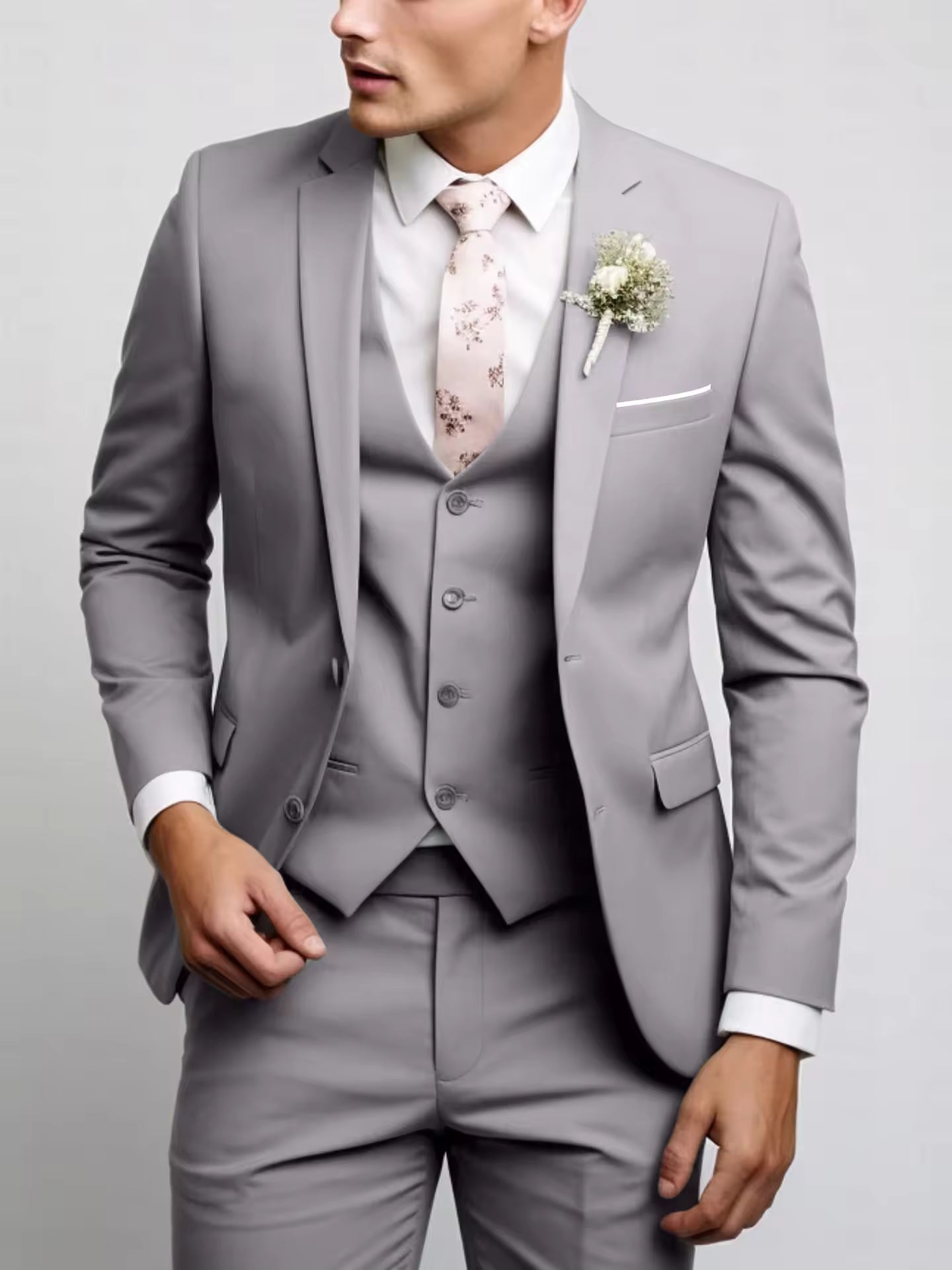 Herren 3-teiliger Anzug mit Weste Elegantes Business-Outfit