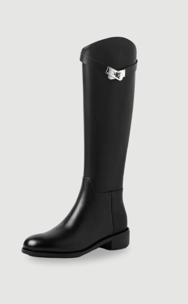 Damen Reitstiefel Leder Elegantes Design Schwarz - Norvielle