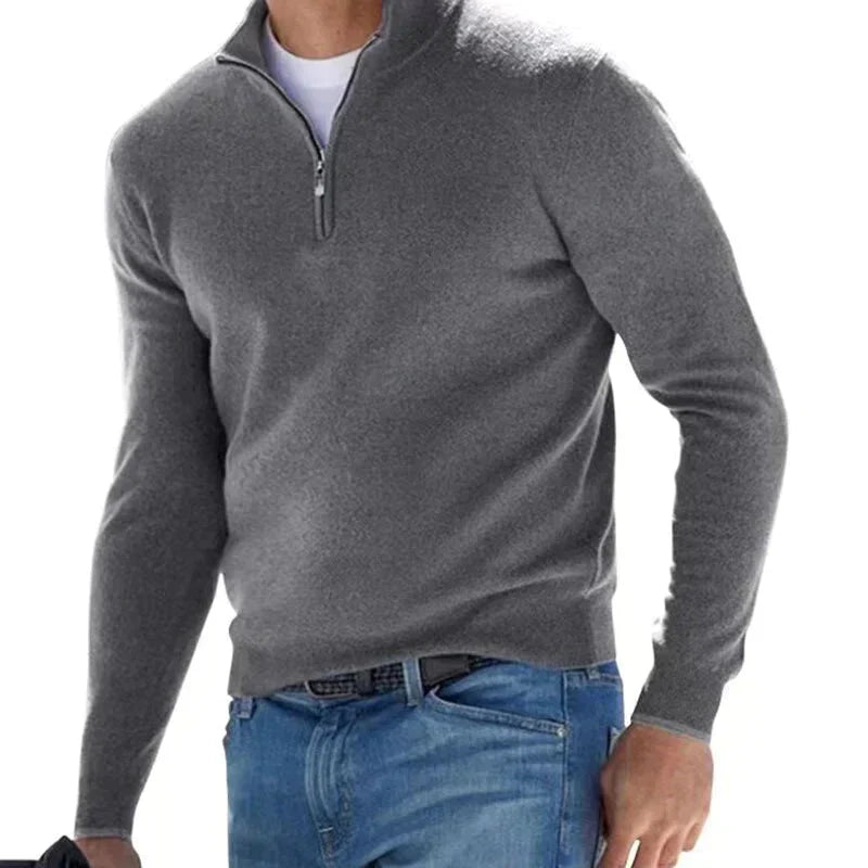 Herren Strickpullover Langarm Halb-Reißverschluss Warm - Eveloria