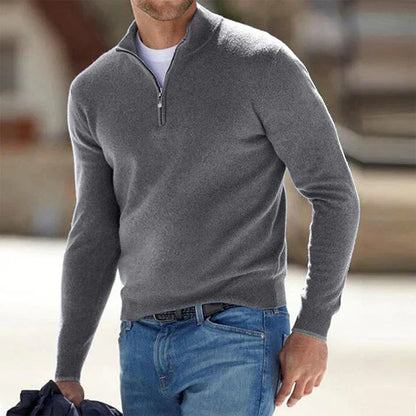 Herren Langarm Pullover Gestrickt Viertelreißverschluss - Eveloria