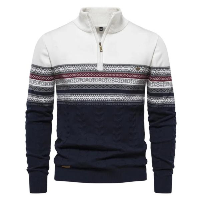 Herren Pullover Gestrickt Halbzipper Grau - Eveloria